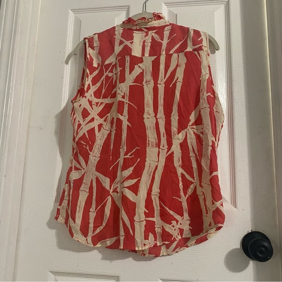 J. McLaughlin Sleeveless Silk Printed Top. Ruffle Detail. Sz 10|Maximalist Style - Picture 8 of 13